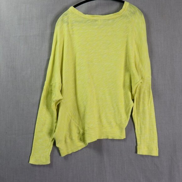 Anthropologie Waffle Knit Long Sleeve Top Drop Shoulder Asymmetrical Hem Tee M - Picture 10 of 12